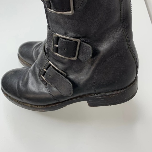 Frye Natalie Triple Buckle Ankle Short Boots Black Booties Womens 8 - Picture 6 of 16
